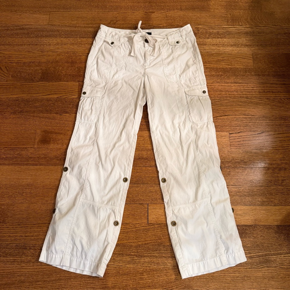 Express Cream Cargo Pants with Straight Leg and Relaxed Fit